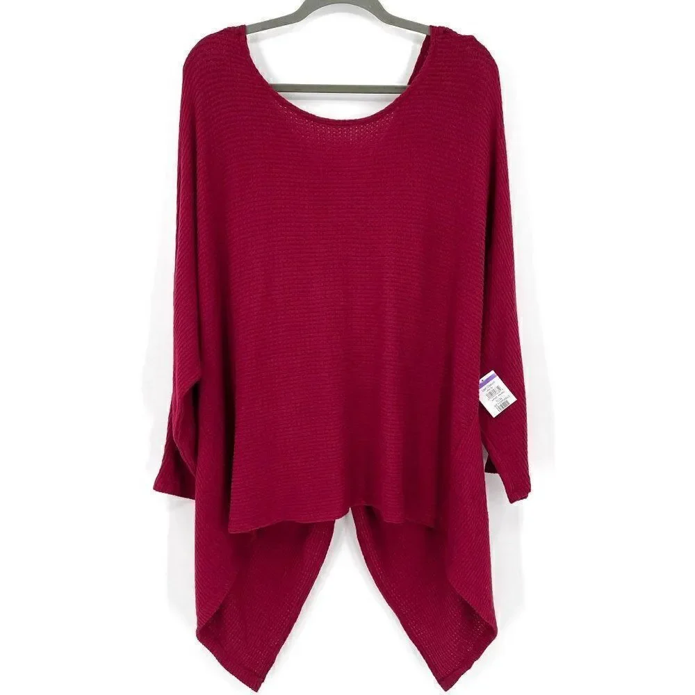 1.State‎ Twist Back Pointelle Burgundy Sweater Long Sleeves Soft Women XL NWT